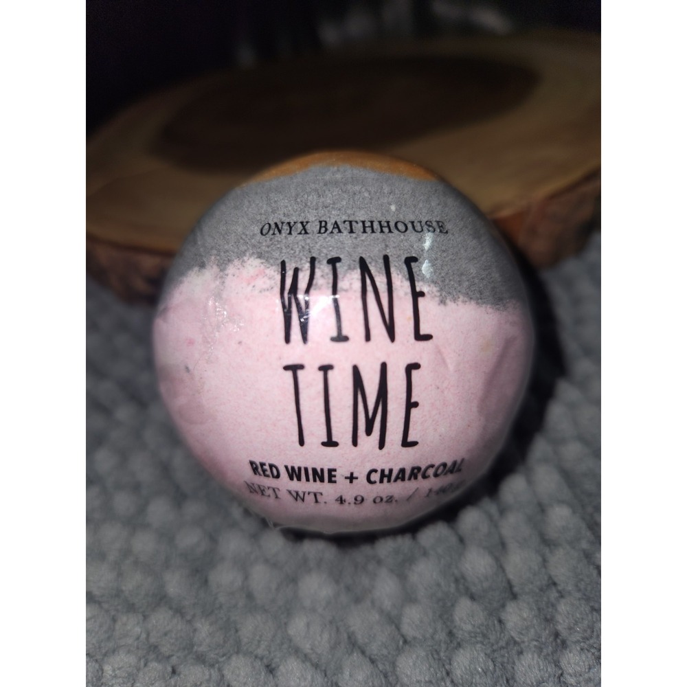 Onyx Bathhouse Wine Time Fizzy‎ Bath Bomb Red Wine+ Charcoal 4.9 oz~Handmade